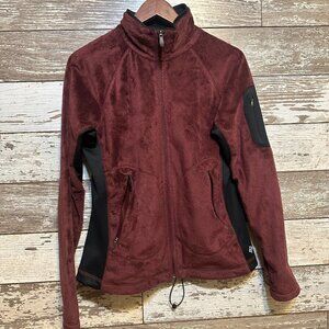 Columbia Burgundy Red Fuzzy Fleece Women's Outdoor Wear Zip Up Sweater